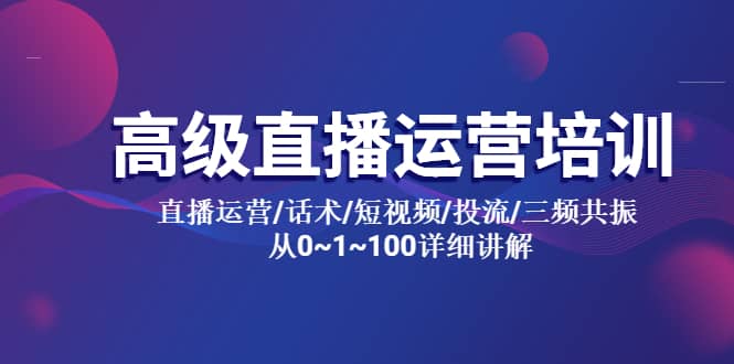 高级直播运营培训 直播运营/话术/短视频/投流/三频共振 从0~1~100详细讲解-安哥网络创业副业