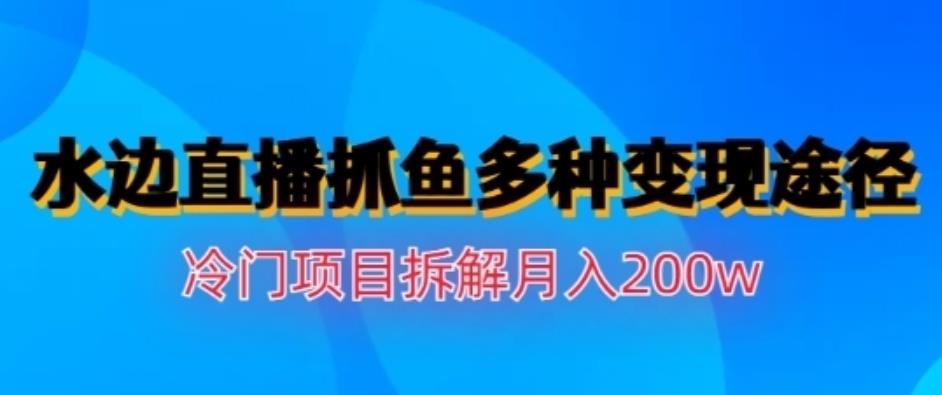水边直播抓鱼，多种变现途径冷门项目，月入200w拆解【揭秘】-安哥网络创业副业