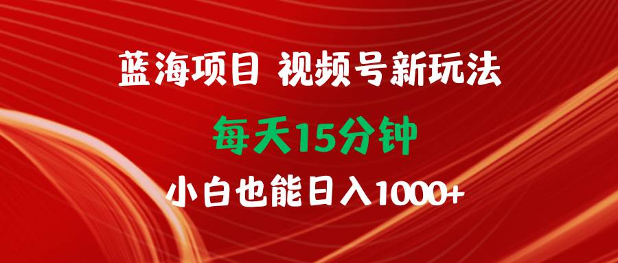 蓝海项目视频号新玩法 每天15分钟 小白也能日入1000+-安哥网络创业副业