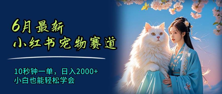 6月最新小红书宠物赛道，10秒钟一单，日入2000+，小白也能轻松学会-安哥网络创业副业