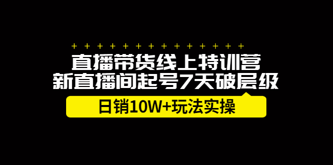 直播带货线上特训营，新直播间起号7天破层级日销10万玩法实操-安哥网络创业副业