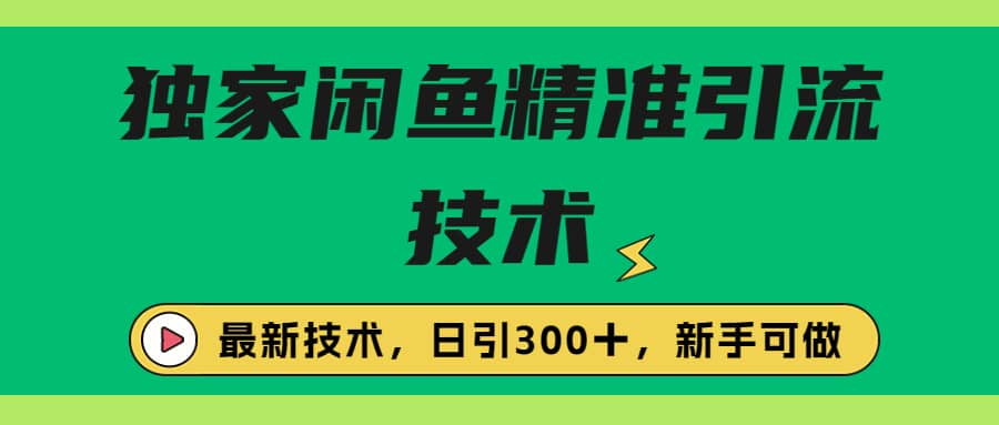 独家闲鱼引流技术，日引300＋实战玩法-安哥网络创业副业