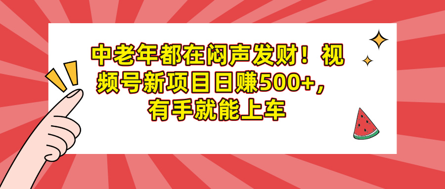 中老年都在闷声发财！视频号新项目日赚500+，有手就能上车-安哥网络创业副业