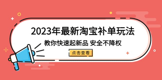 2023年最新淘宝补单玩法，教你快速起·新品，安全·不降权（18课时）-安哥网络创业副业