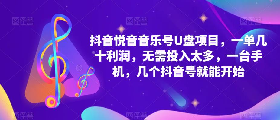 抖音音乐号U盘项目 一单几十利润 无需投入太多 一台手机 几个抖音号就开始-安哥网络创业副业