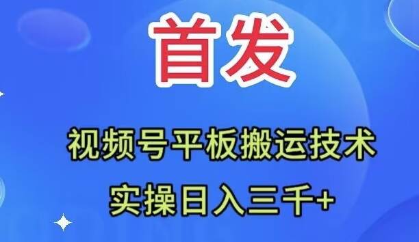 全网首发：视频号平板搬运技术，实操日入三千＋-安哥网络创业副业