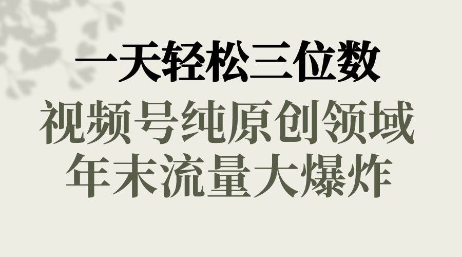 一天轻松三位数，视频号纯原创领域，春节童子送祝福，年末流量大爆炸-安哥网络创业副业