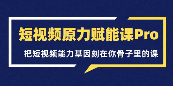 短视频原力赋能课Pro，把短视频能力基因刻在你骨子里的课（价值4999元）-安哥网络创业副业