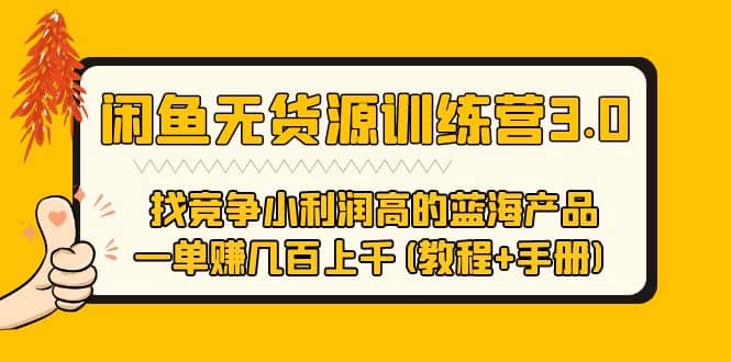 闲鱼无货源训练营3.0 找竞争小利润高的蓝海产品 一单赚几百上千(教程+手册)-安哥网络创业副业