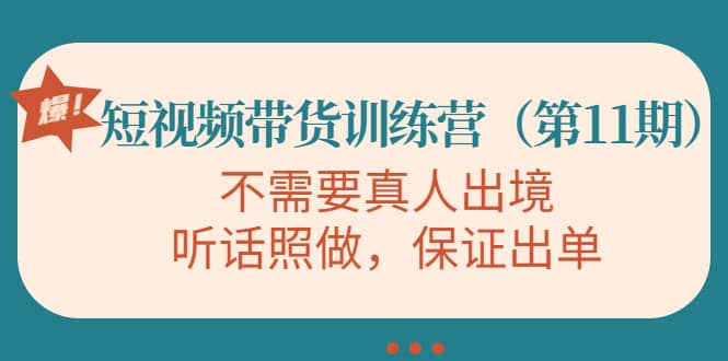 短视频带货训练营（第11期），不需要真人出境，听话照做，保证出单-安哥网络创业副业
