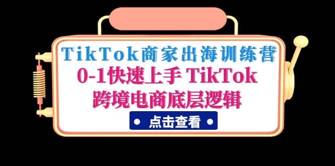 TikTok商家出海训练营：0-1快速上手 TikTok跨境电商底层逻辑(无水印)-安哥网络创业副业