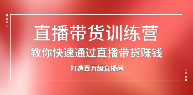直播带货训练营，教你快速通过直播带货赚钱，打造百万级直播间-安哥网络创业副业