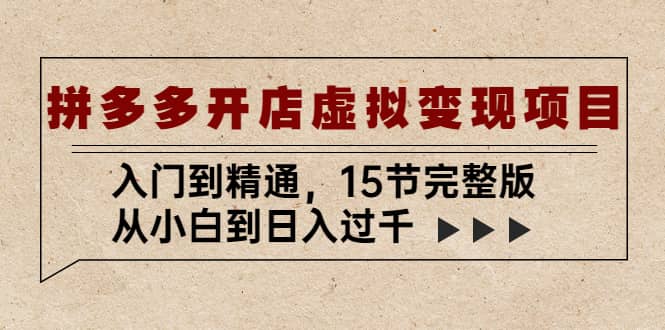 拼多多开店虚拟变现项目：入门到精通（15节完整版）-安哥网络创业副业