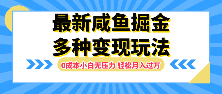 最新咸鱼掘金玩法，更新玩法，0成本小白无压力，多种变现轻松月入过万-安哥网络创业副业