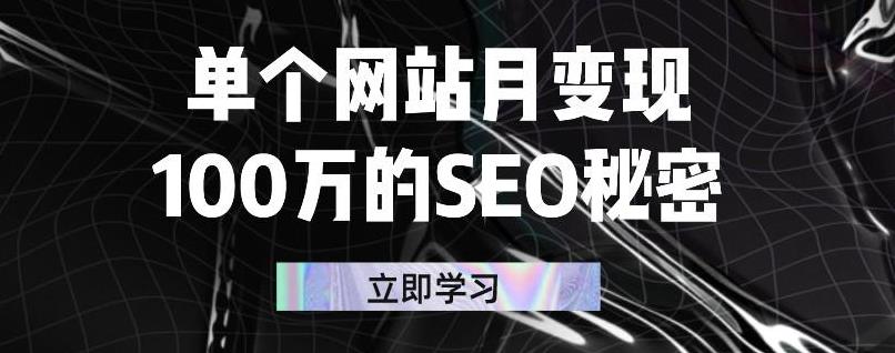 单个网站月变现100万的SEO秘密，百分百做出赚钱站点-安哥网络创业副业
