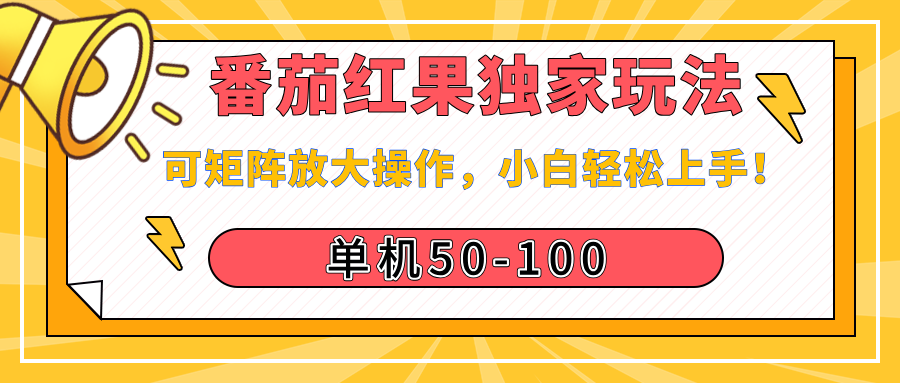 番茄红果独家玩法，单机50-100，可矩阵放大操作，小白轻松上手！-安哥网络创业副业