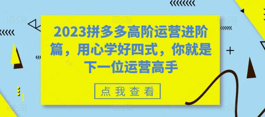 2023拼多多高阶运营进阶篇，用心学好四式，你就是下一位运营高手-安哥网络创业副业