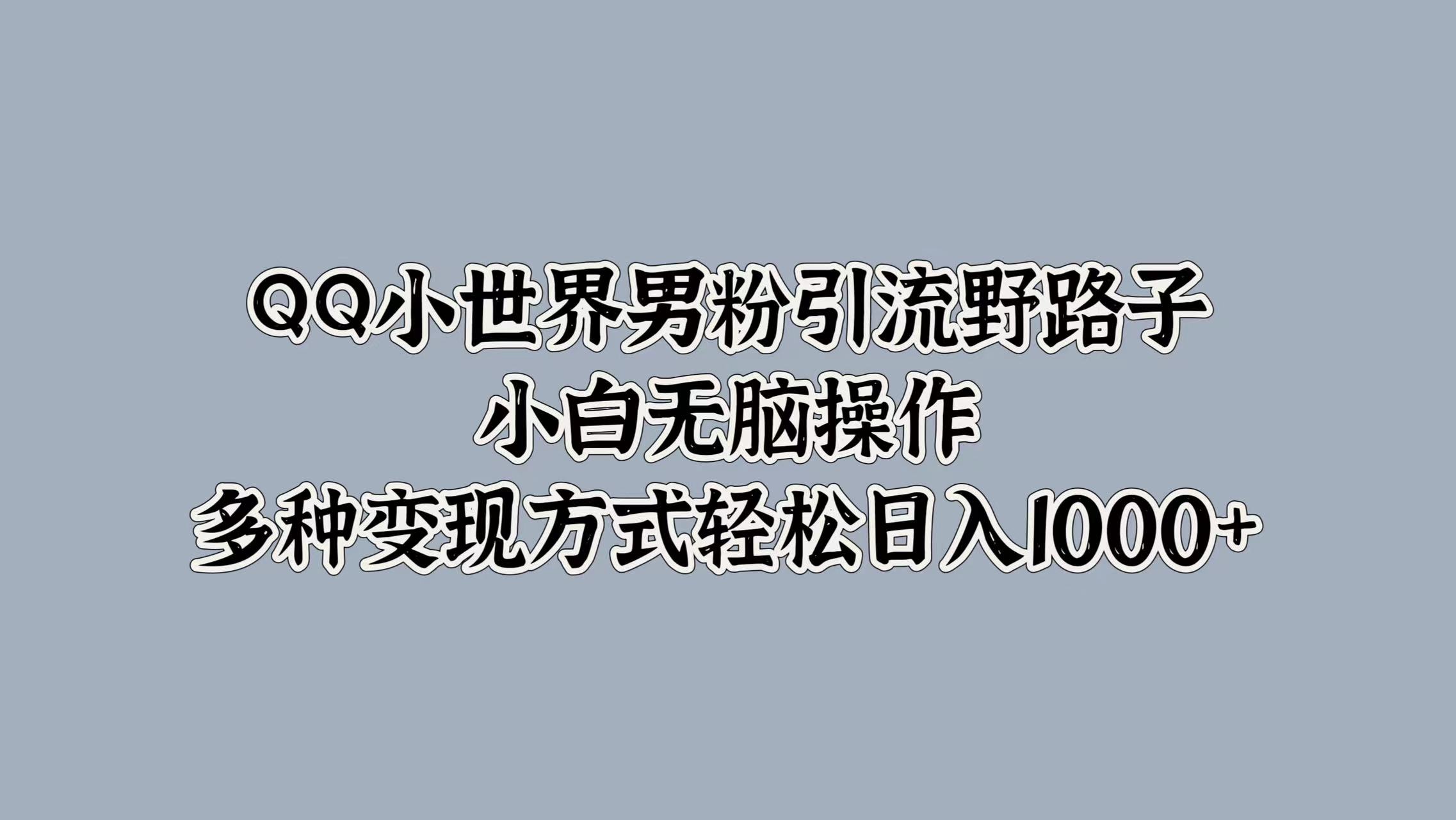 QQ小世界男粉引流野路子，小白无脑操作，多种变现方式轻松日入1000+-安哥网络创业副业