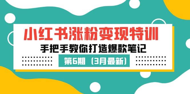 小红书涨粉变现特训·第6期，手把手教你打造爆款笔记（3月新课）-安哥网络创业副业