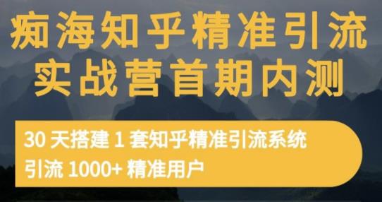 痴海知乎精准引流实战营1-2期，30天搭建1套知乎精准引流系统，引流1000+精准用户-安哥网络创业副业