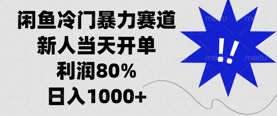闲鱼冷门暴力赛道，利润80%，日入1000+新人当天开单，-安哥网络创业副业