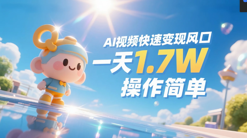 《Ai视频变现风口，一天1.7W，收入无上限，操作简单》-安哥网络创业副业