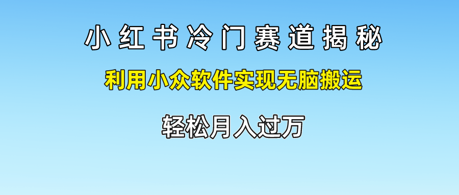 小红书冷门赛道揭秘,轻松月入过万,利用小众软件实现无脑搬运,-安哥网络创业副业