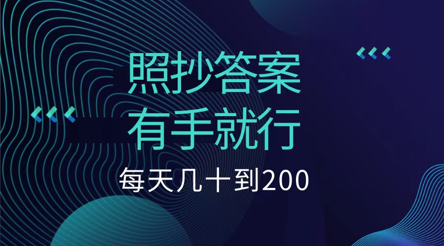 照抄答案，有手就行，每天几十到200低保-安哥网络创业副业