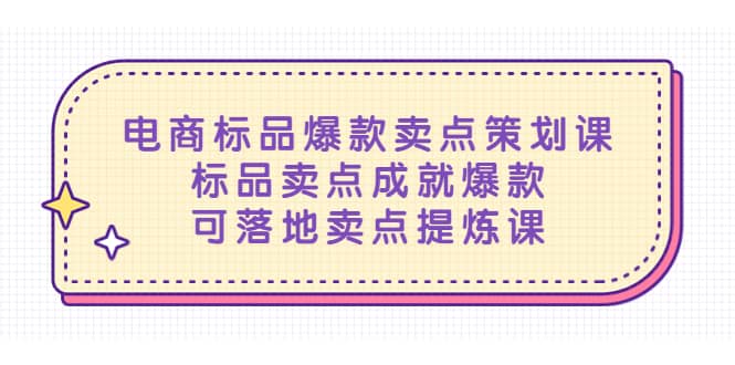 电商标品爆款卖点策划课，标品卖点成就爆款，可落地卖点提炼课-安哥网络创业副业