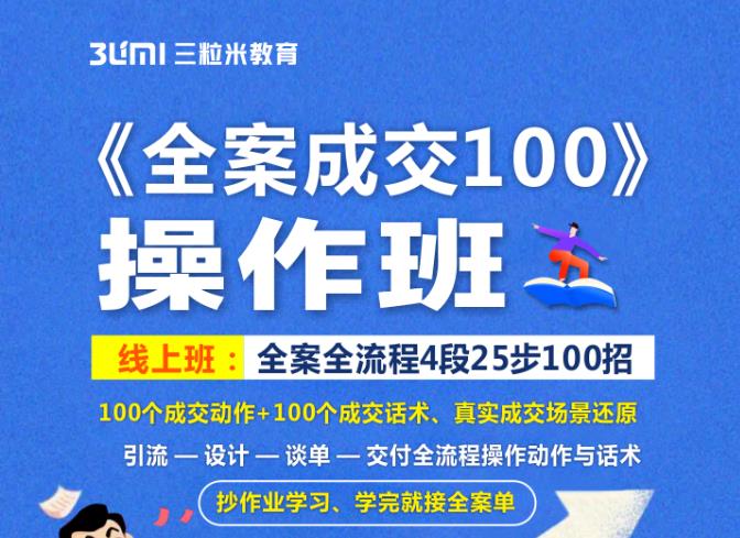 《全案成交100》全案全流程4段25步100招，操作班-安哥网络创业副业