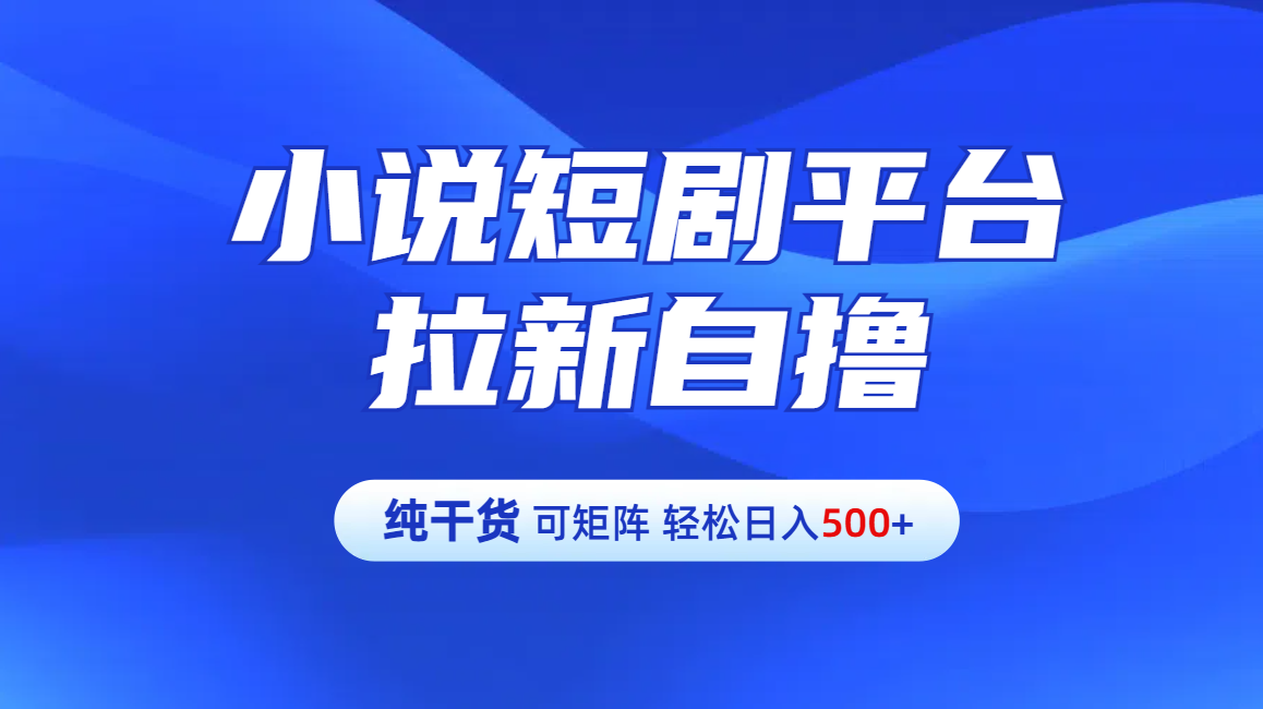 【纯干货】小说短剧平台拉新自撸玩法详解-单人轻松日入500+-安哥网络创业副业