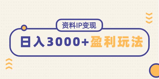 资料IP变现，持续性盈利玩法-安哥网络创业副业