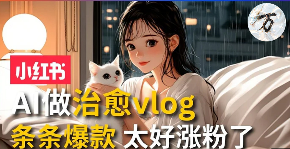 AI治愈系vlog动画视频，小红书7天 涨粉破千，商单报价1500+，0成本制作，日入2000+，有手就会 -安哥网络创业副业