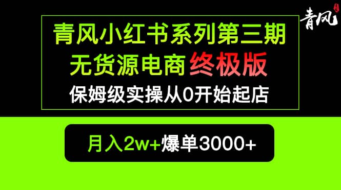 小红书无货源电商爆单终极版【视频教程+实战手册】保姆级实操从0起店爆单-安哥网络创业副业