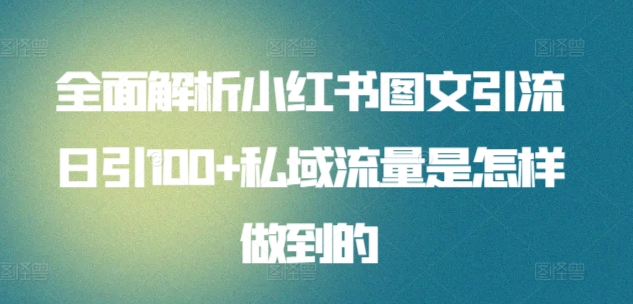 日引流100私域流量小红书图文是怎样做到的全面解析-安哥网络创业副业