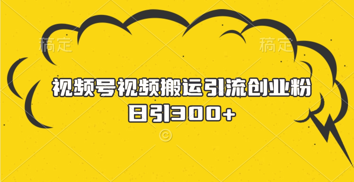 视频号视频搬运引流创业粉，日引300+-安哥网络创业副业