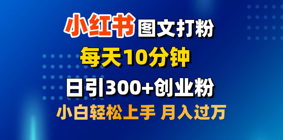 2月小红书图文打粉，每天10分钟，日引300+创业粉，小白轻松月入过万-安哥网络创业副业