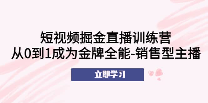短视频掘金直播训练营：从0到1成为金牌全能-销售型主播-安哥网络创业副业