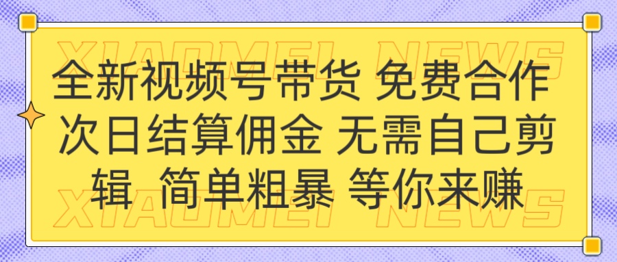 全新视频号 免费合作 佣金次日结算 无需自己剪辑-安哥网络创业副业