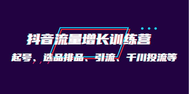 月销1.6亿实操团队·抖音流量增长训练营：起号、选品排品、引流 千川投流等-安哥网络创业副业