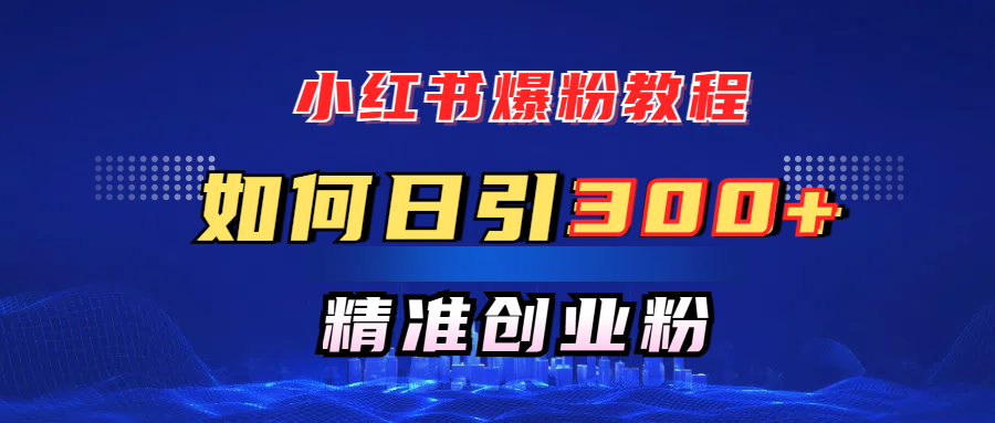 小红书爆粉教程，如何日引300+创业粉，快速实现精准变现！-安哥网络创业副业