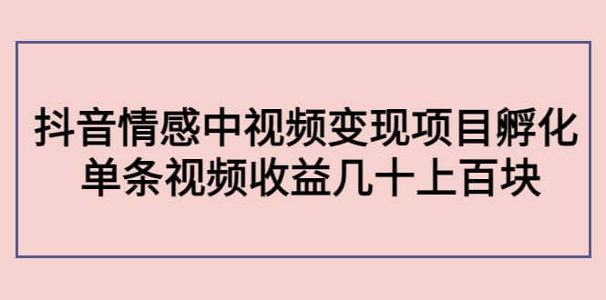 抖音情感中视频变现项目孵化-安哥网络创业副业
