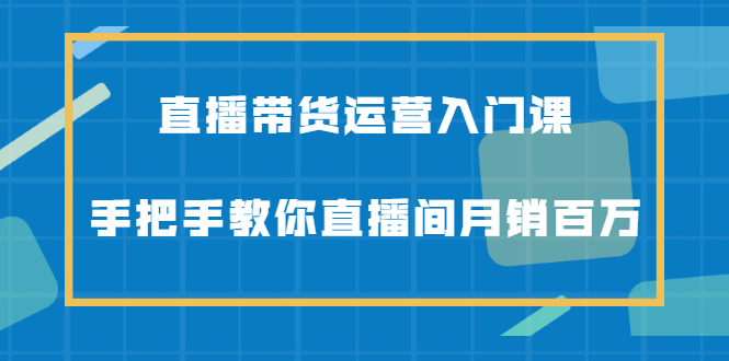直播带货运营入门课，手把手教你直播间月销百万-安哥网络创业副业