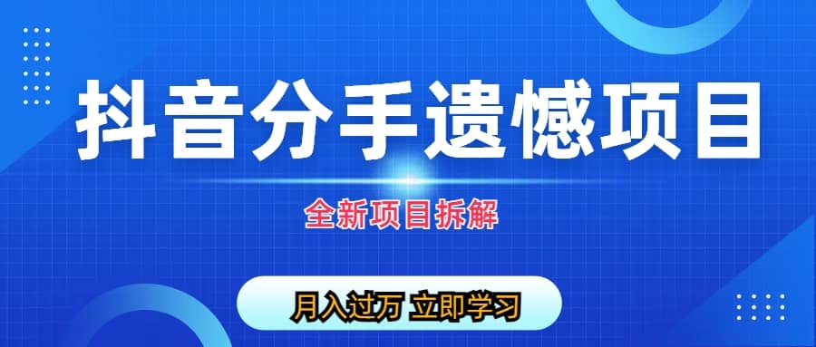 自媒体抖音分手遗憾项目私域项目拆解-安哥网络创业副业