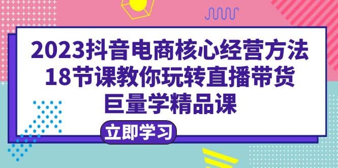 2023抖音电商核心经营方法：18节课教你玩转直播带货，巨量学精品课-安哥网络创业副业
