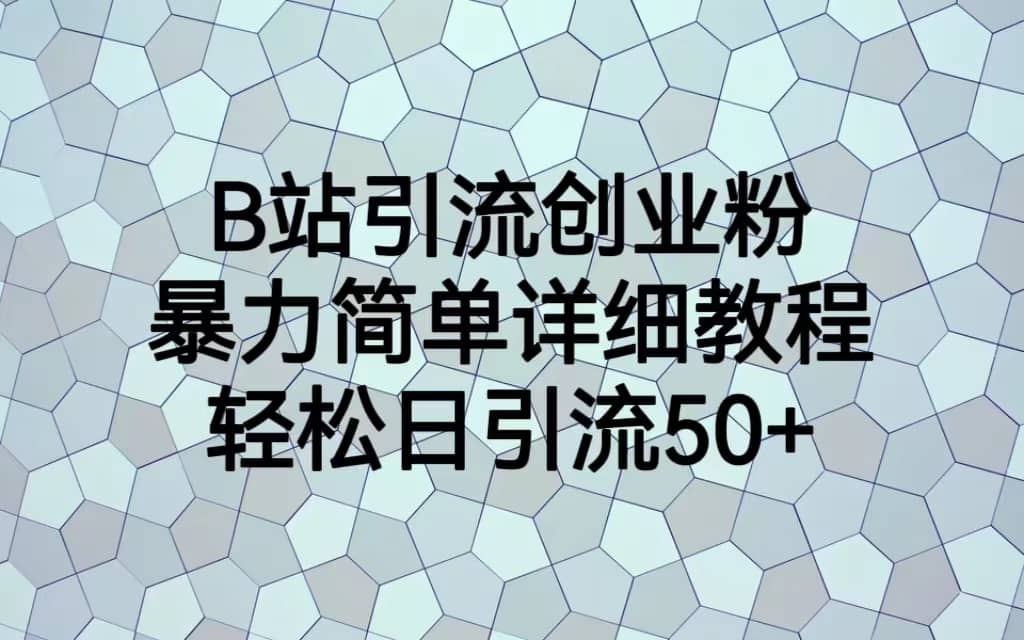 B站引流创业粉，暴力简单详细教程，轻松日引流50+-安哥网络创业副业