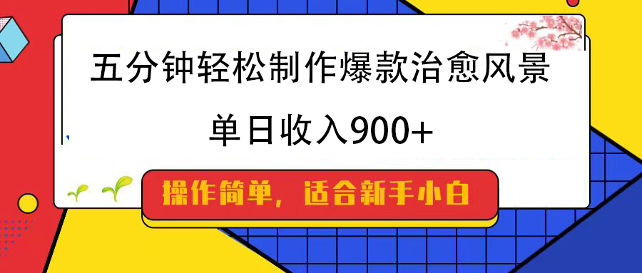 五分钟轻松制作爆款治愈风景，单日收入900+-安哥网络创业副业