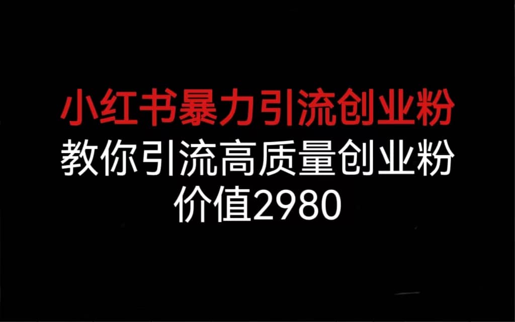 小红书暴力引流创业粉，教你引流高质量创业粉，价值2980-安哥网络创业副业