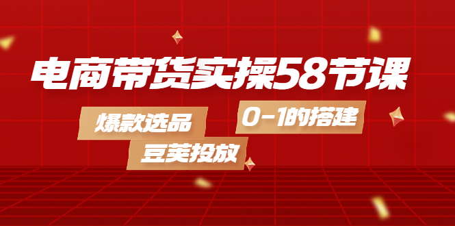 电商带货实操58节课，爆款选品，豆荚投放，0-1的搭建-安哥网络创业副业