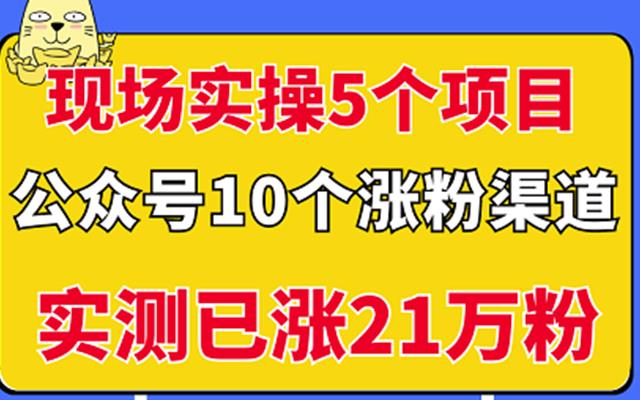 现场实操5个公众号项目，10个涨粉渠道，实测已涨21万粉！-安哥网络创业副业
